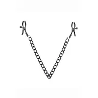 Nippelklemmen mit Kette aus schwarzem Metall
