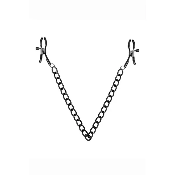 Pinças para Mamilos com Corrente em Metal Preto - Bedroom Fantasies