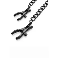 Pinças para Mamilos com Corrente em Metal Preto - Bedroom Fantasies