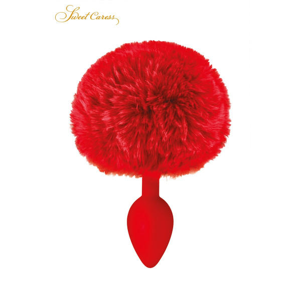 Plug Cauda de Coelho Pompom Vermelho 6,5 cm - 