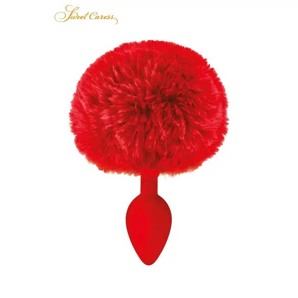 Plug Cauda de Coelho Pompom Vermelho 6,5 cm - 