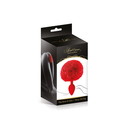 Plug Cauda de Coelho Pompom Vermelho 6,5 cm - 