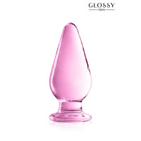 Rosa Glasplug, Ogivenform, 11,5 cm, 50 mm — Glossy n°26