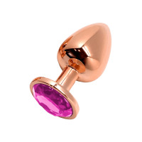 Rose Gold Metal Jeweled Plug, Size L 9 cm