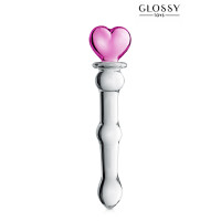 Dildo de Vidro com 3 Esferas Coração Rosa 21,2 cm — Glossy n°21 - Glossy Toys