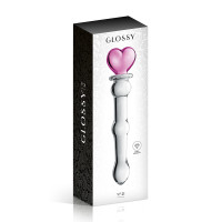 Dildo de Vidro com 3 Esferas Coração Rosa 21,2 cm — Glossy n°21 - Glossy Toys
