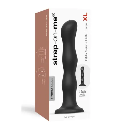 Dildo Ventosa Bolas Internas Negro Talla XL 17,7 cm - Geisha Balls