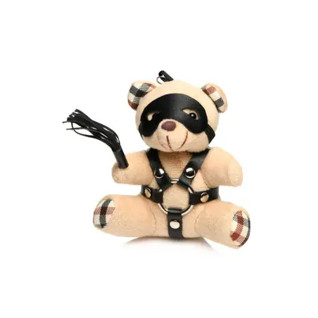 BDSM Teddy Bear Keyring with Harness and Flogger - BDSM Teddy Bear