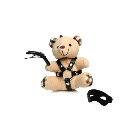Porta-chaves ursinho BDSM arnês, máscara e chicote - BDSM Teddy Bear