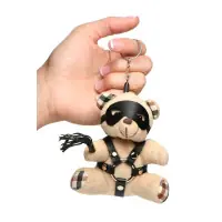 BDSM Teddy Bear Keyring with Harness and Flogger - BDSM Teddy Bear