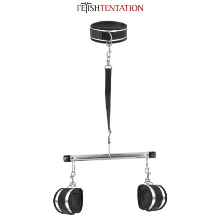 Behind-the-Back Submission Bar with Cuffs, Collar and Leash