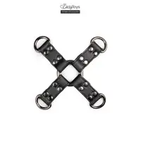 Cruz hogtie de polipiel negra con 4 anillas en D 18,5 cm