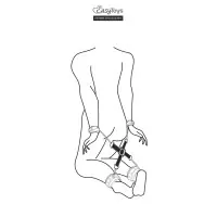 Croce hogtie in ecopelle nera con 4 anelli a D 18,5 cm