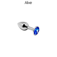 Plug Bijou Métal Strass Bleu Taille S 6,3 cm