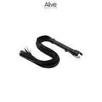 Látigo flogger largo de 40 tiras de polipiel negro 69 cm - Fantasy