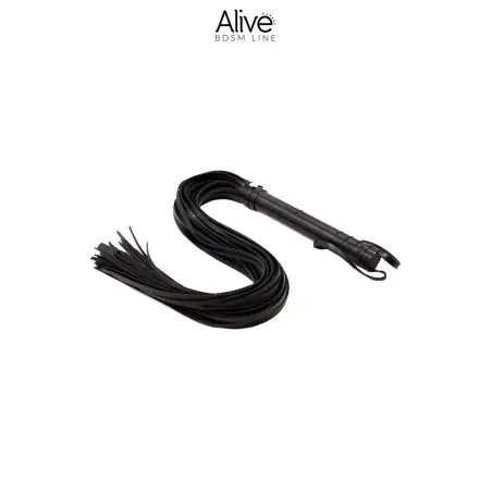 Lange flogger-zweep met 40 riempjes zwart kunstleer 69 cm - Fantasy