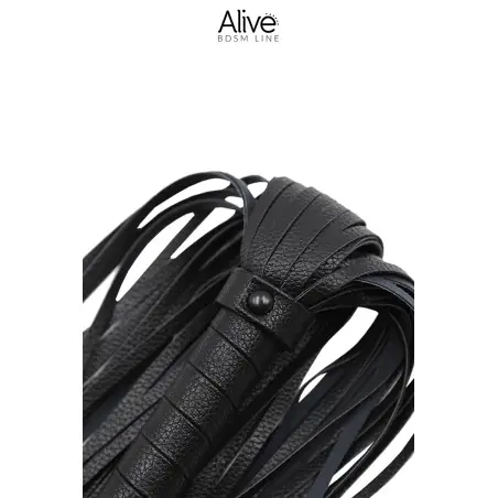 Long Black Faux Leather 40-Tail Whip Flogger, 69 cm - Fantasy
