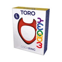 Cockring Toro L - Silicone Vermelho com Cornos, Ø 3,3 cm - Wooomy
