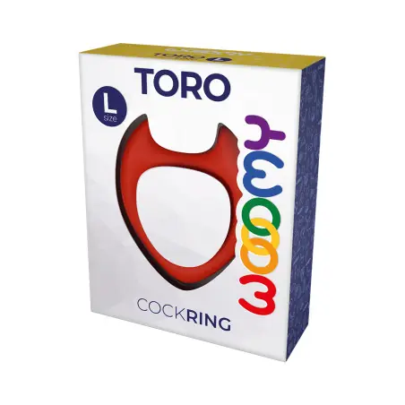 Cockring Toro L - Silicone Vermelho com Cornos, Ø 3,3 cm - Wooomy