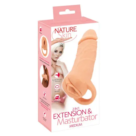 Penis Extension Sleeve & Masturbator 18.5 cm - 2in1 Medium