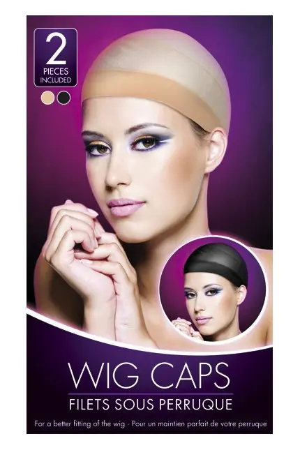 Pruikennetjes huidskleur en zwart set van 2 - Wig Caps
