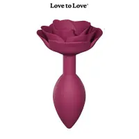 Silikon-Analplug mit Rosenbasis Pflaume Größe M - Open Roses