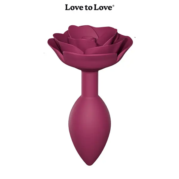 Silikon-Analplug mit Rosenbasis Pflaume Größe M - Open Roses