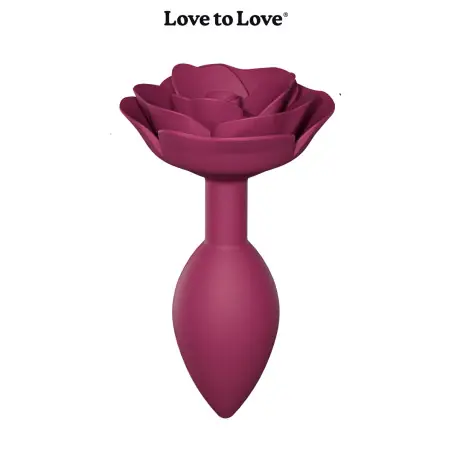 Silikon-Analplug mit Rosenbasis Pflaume Größe M - Open Roses