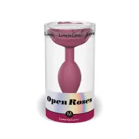 Plug anal de silicone com base em rosa ameixa tamanho M - Open Roses
