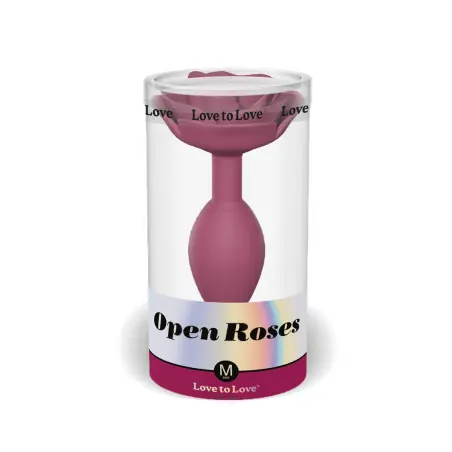 Plug anal de silicone com base em rosa ameixa tamanho M - Open Roses