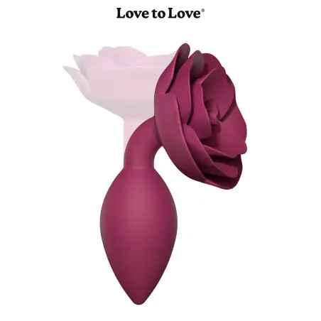 Plug anale silicone base a fiore di rosa prugna taglia M - Open Roses