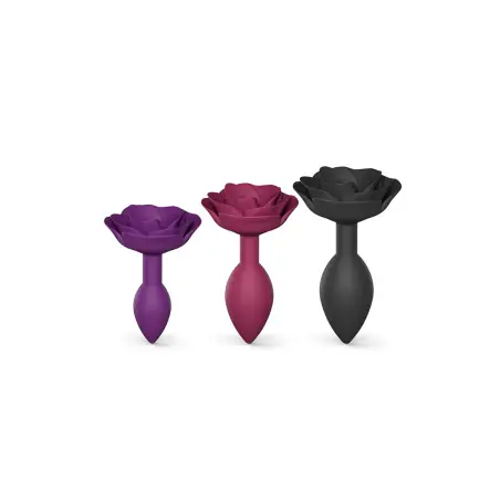 Plug anal de silicone com base em rosa ameixa tamanho M - Open Roses