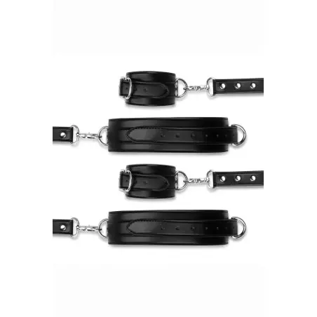 Thigh and Wrist Cuffs with Faux Leather Hogtie Cross