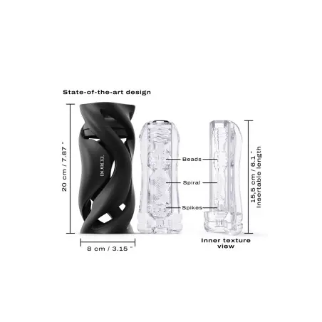 Masturbador manual com manga transparente e caixa preta - Deep Blow
