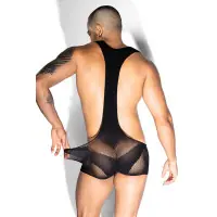 Body Homem Mesh Preto - Alça Assimétrica - J Lingerie