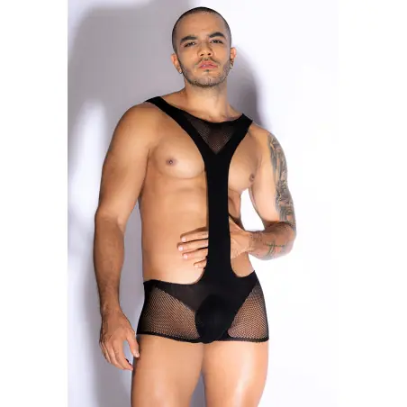 Body Homem Mesh Preto - Alça Assimétrica - J Lingerie