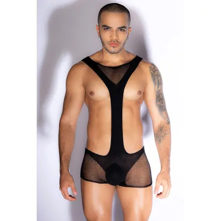 Body Homem Mesh Preto - Alça Assimétrica - J Lingerie