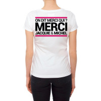 Women's White Fitted T-Shirt - On dit merci qui