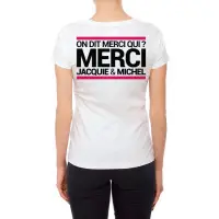 Women's White Fitted T-Shirt - On dit merci qui