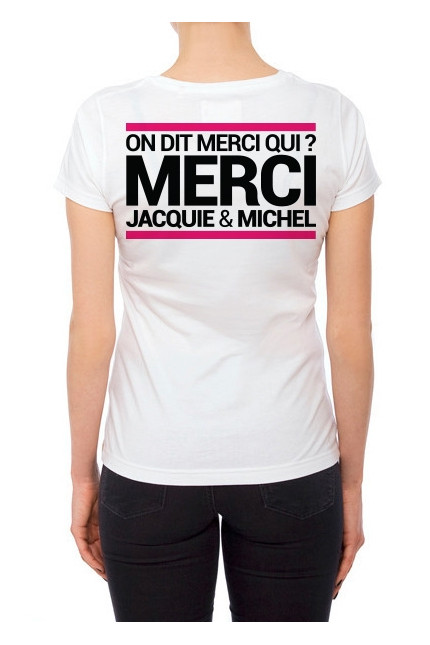 T-shirt donna bianca aderente - On dit merci qui