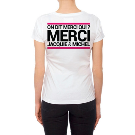 T-shirt donna bianca aderente - On dit merci qui