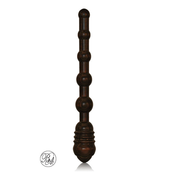 Dildo de madeira preto com bolas progressivas 23 cm - Le Fripon