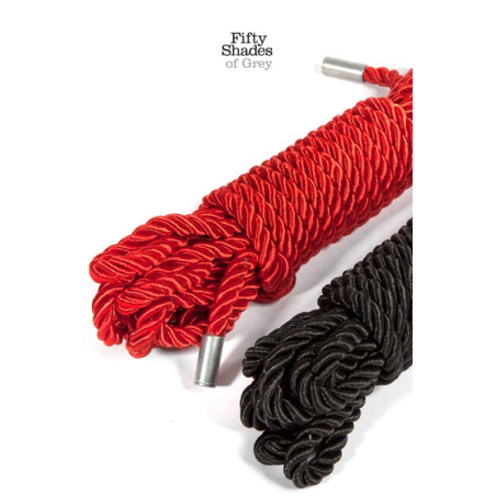 Set de 2 cordas de bondage em cetim preta e vermelha 5 m - Restrain Me