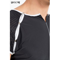 Zwart strak herenshirt met visnet en drukknopen - Mixing