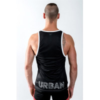 Men's White and Black Tank Top with Bearded Man Portrait - URBAN Guy