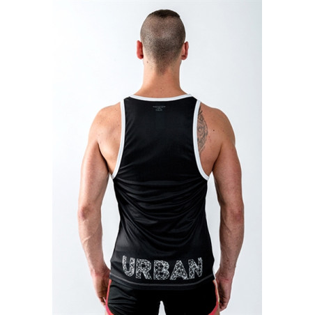 Men's White and Black Tank Top with Bearded Man Portrait - URBAN Guy
