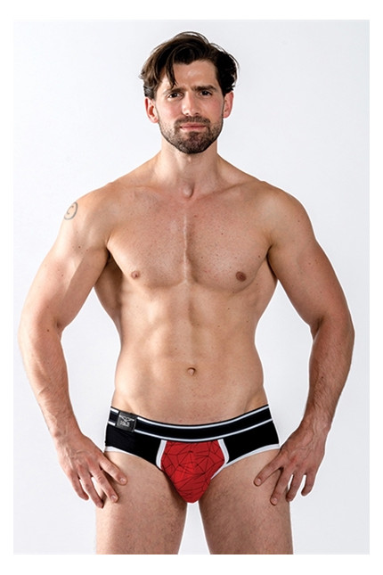 Slip push-up homem algodão vermelho, padrão geométrico - Urban Castro