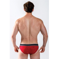 Slip push-up homem algodão vermelho, padrão geométrico - Urban Castro
