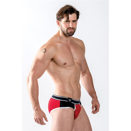 Slip homme push-up en coton rouge à motif géométrique - Urban Castro