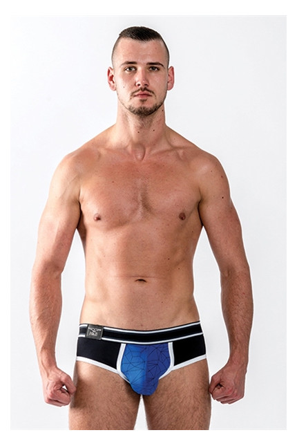 Slip push-up hombre algodón azul estampado geométrico - Urban Castro